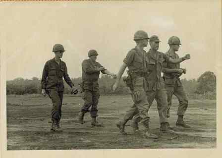 3rd Bn., 7th Infantry command elements moving into new jungle fire base.